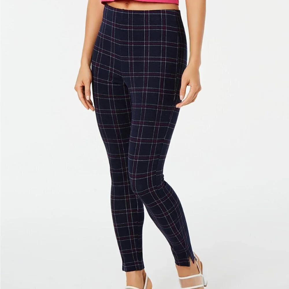 L327 Hue Windowpane Cropped Skimmer Leggings - Picture 1 of 3